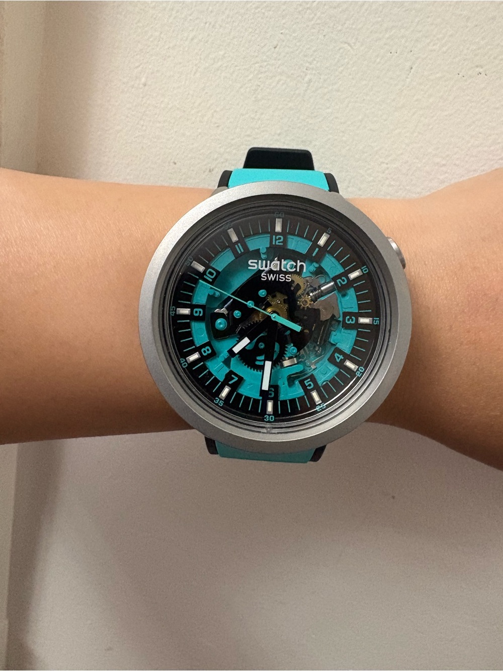 Like New Swatch Swiss Teal and Black Mechanical Watch
